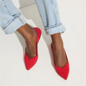 ROTHY'S Bright Red "The Point II" Pointy Toe Ballerina Flat Shoes Women's 9.5W